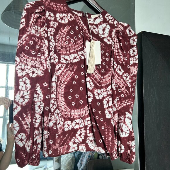Ulla johnson Eliza Blouse  Syrah Shibori Blouse - Picture 1 of 12